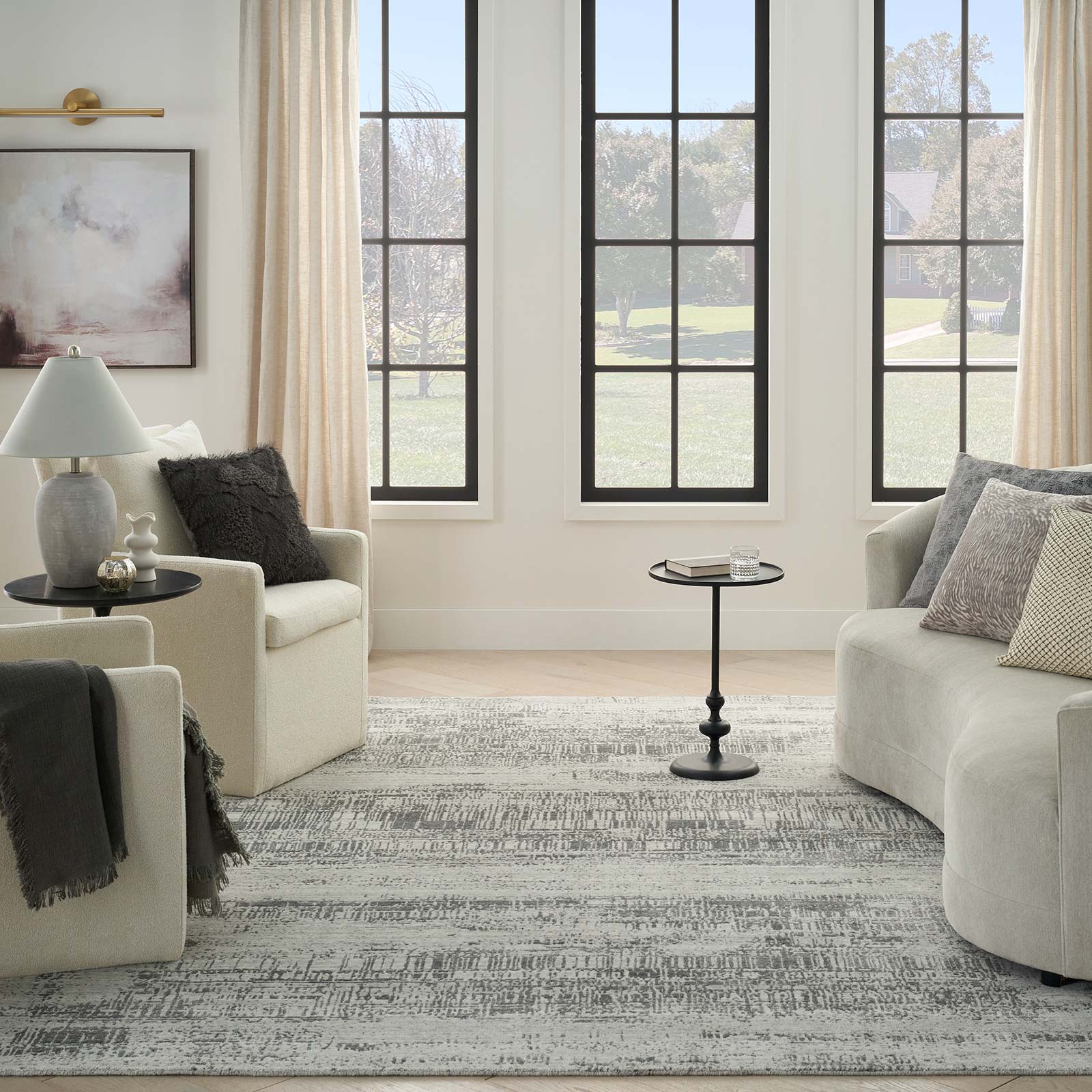 Nourison Teppich Harmony HAY01 IVCHA IVORY CHARCOAL 8x10 099446936134 interior 3
