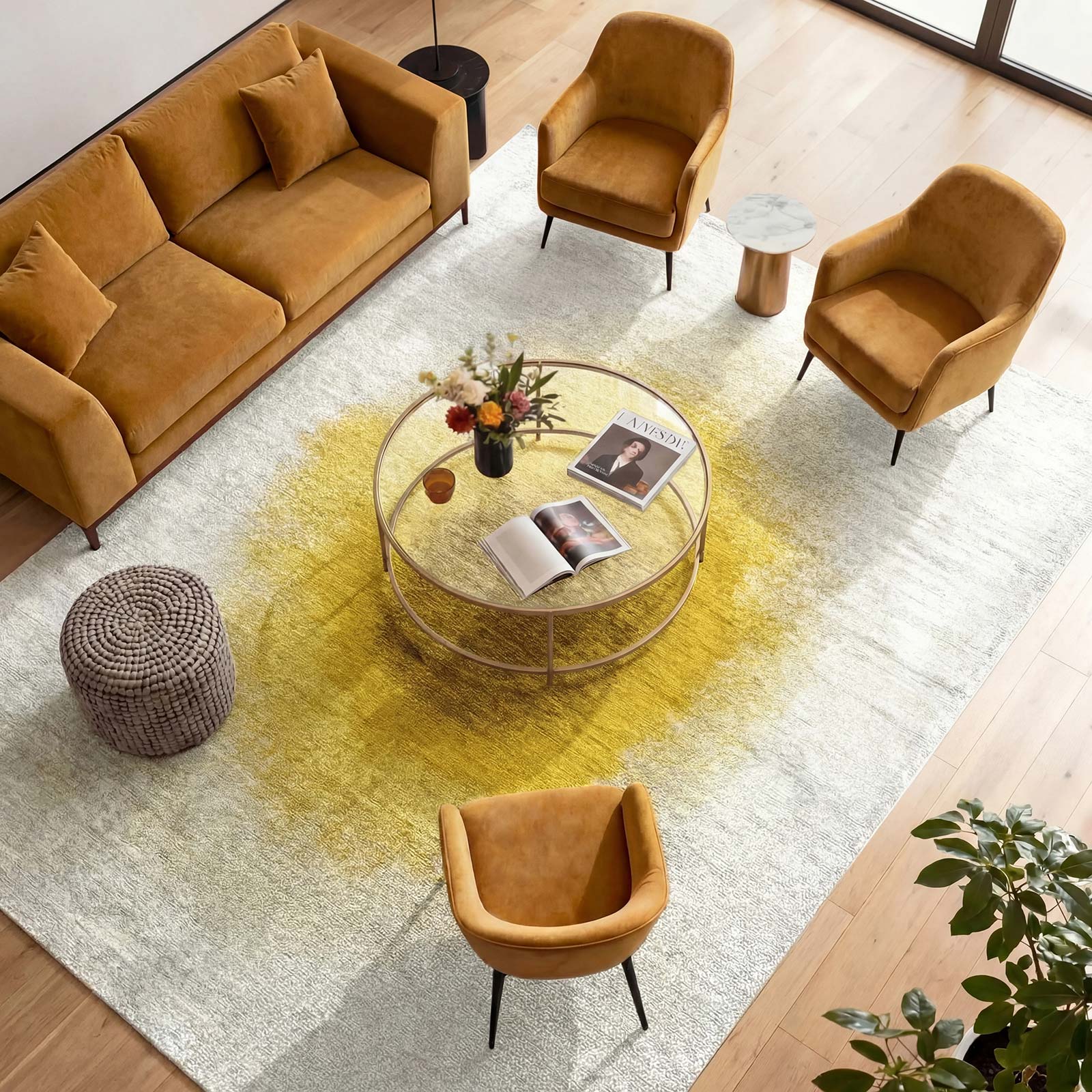 Louis De Poortere teppich Meditation 2100 Drop Gold Moss interior