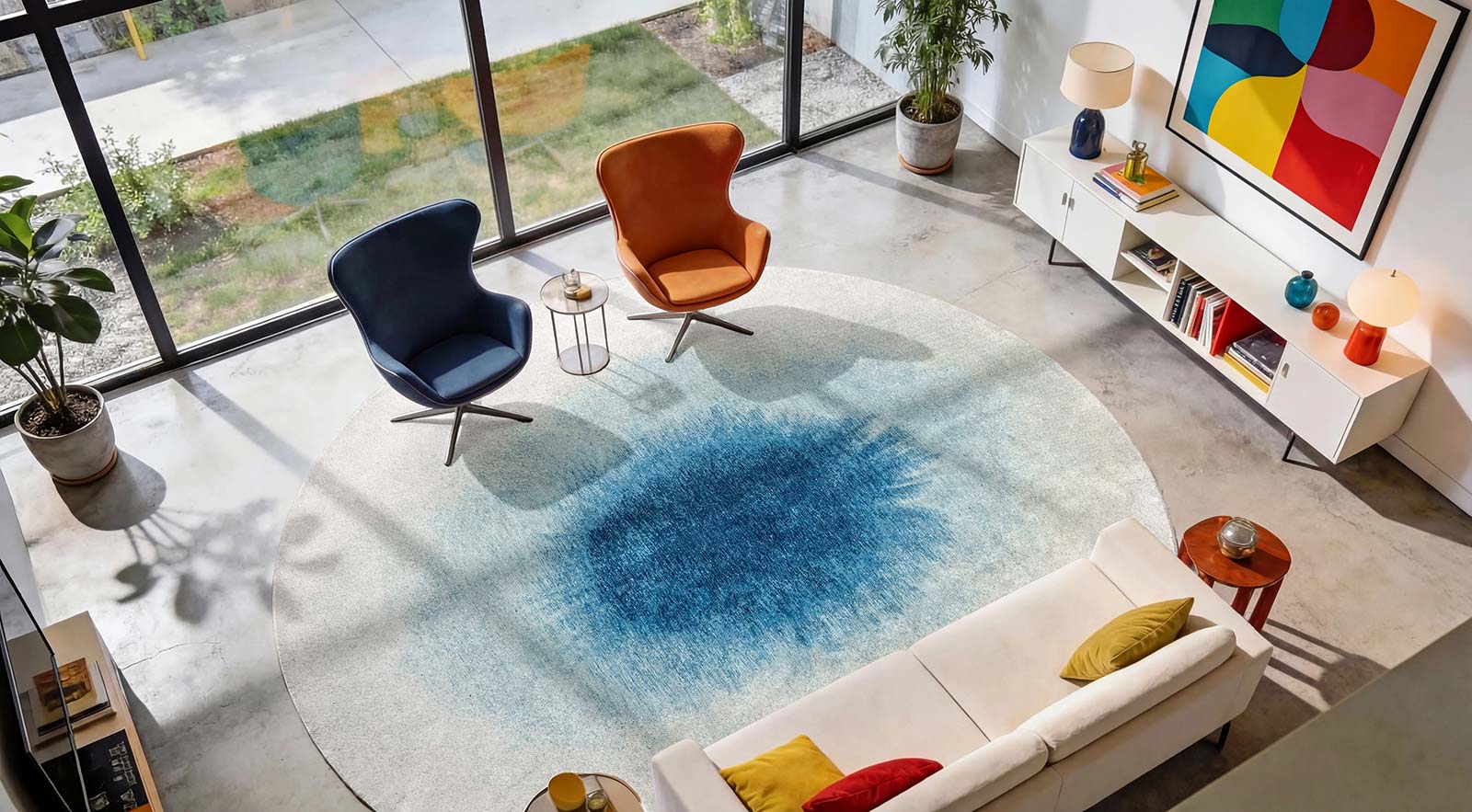 Louis De Poortere teppich Meditation 2102 Drop Dream In Blue interior 2
