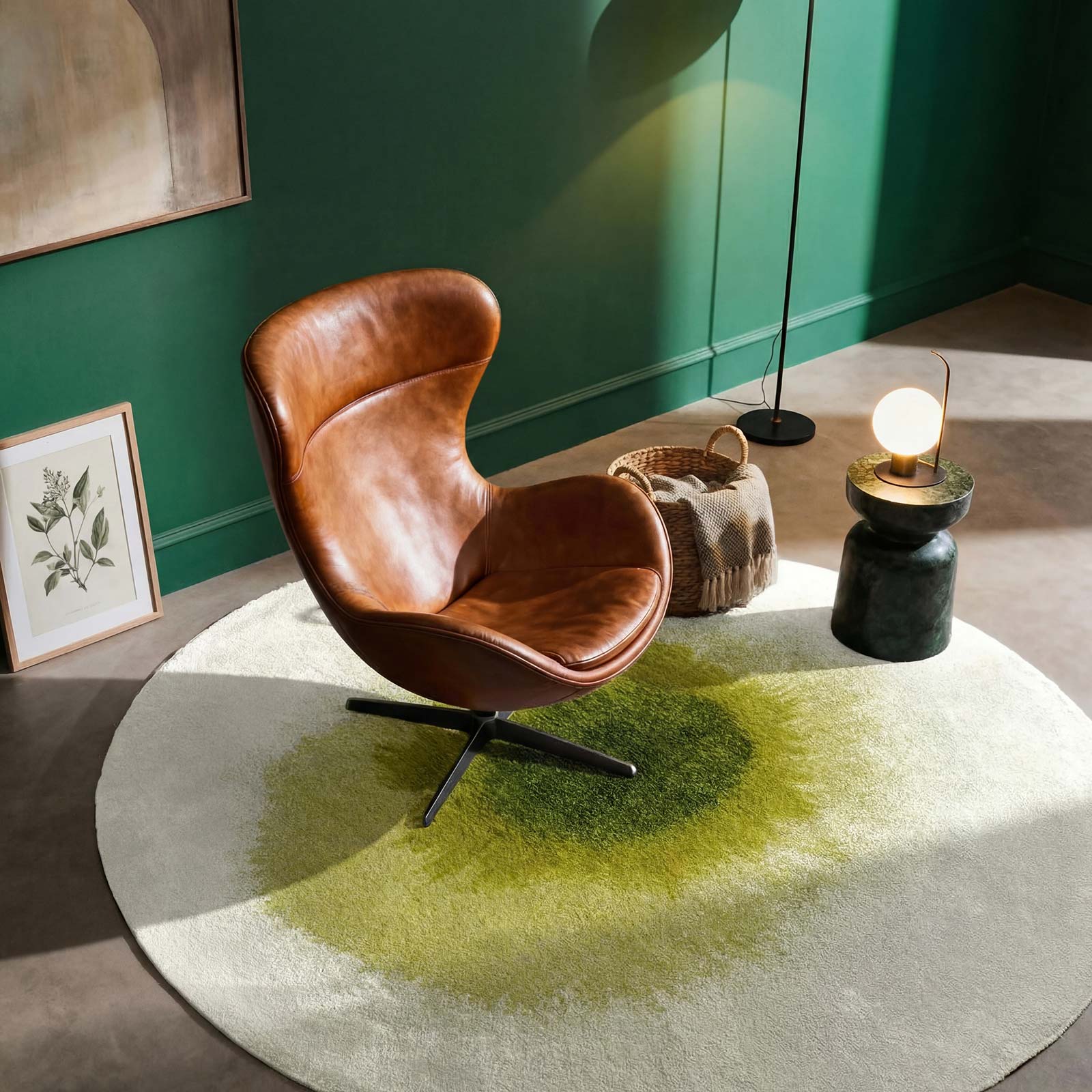 Louis De Poortere teppich Meditation 2105 Drop Green Pepper interior